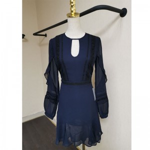 Venta al por mayor de moda: flores francesas suaves con dobladillo femenino elegante chiffon hecho a medida ropa casual femenina